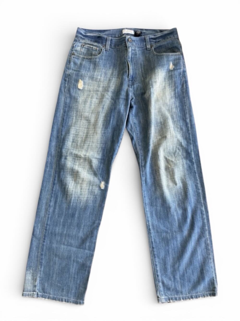 DKNY vintage distressed men's jeans low rise 33/32 Wide Leg Skater Rave Y2K 90s